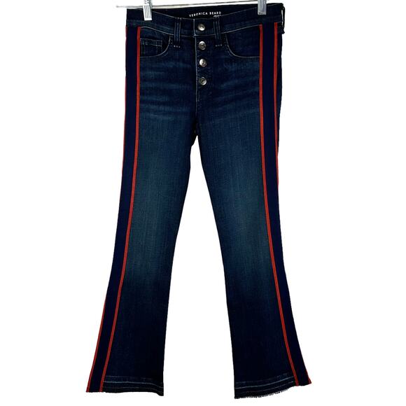Veronica Beard Jeans NWOT Carolyn Baby Boot Jeans Side Stripe Size 24 Button Fly - Picture 3 of 10